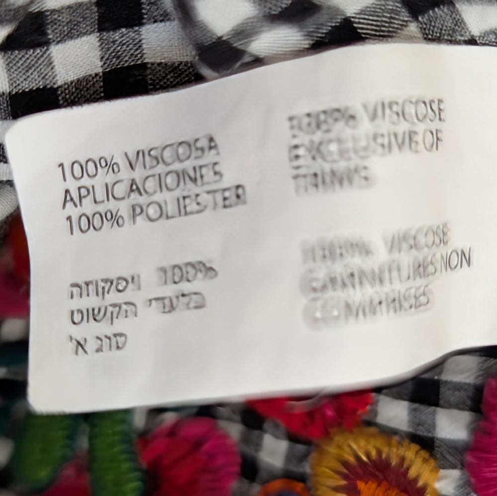 3/$20 Dex Gingham Shirt with Vibrant Floral Embroidery - Picture 5 of 11